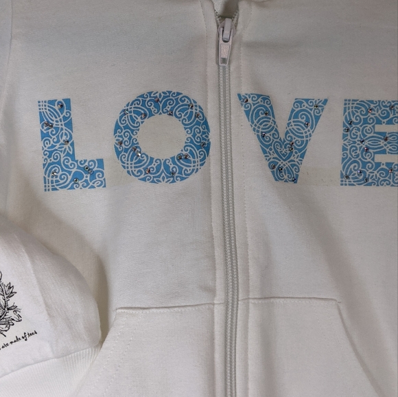 DREAM "Love & Harmony" Hand-painted Front/back White Hoodie Zip-up EUC Kids' 2 - Picture 4 of 10